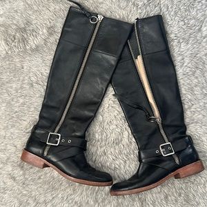 Coach black leather zip up boots